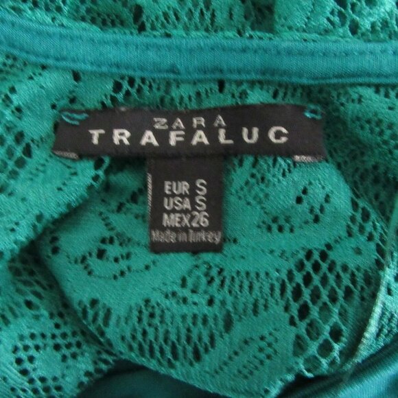 Zara Trafaluc Green Short Sleeve Lace Back Top - Picture 6 of 9